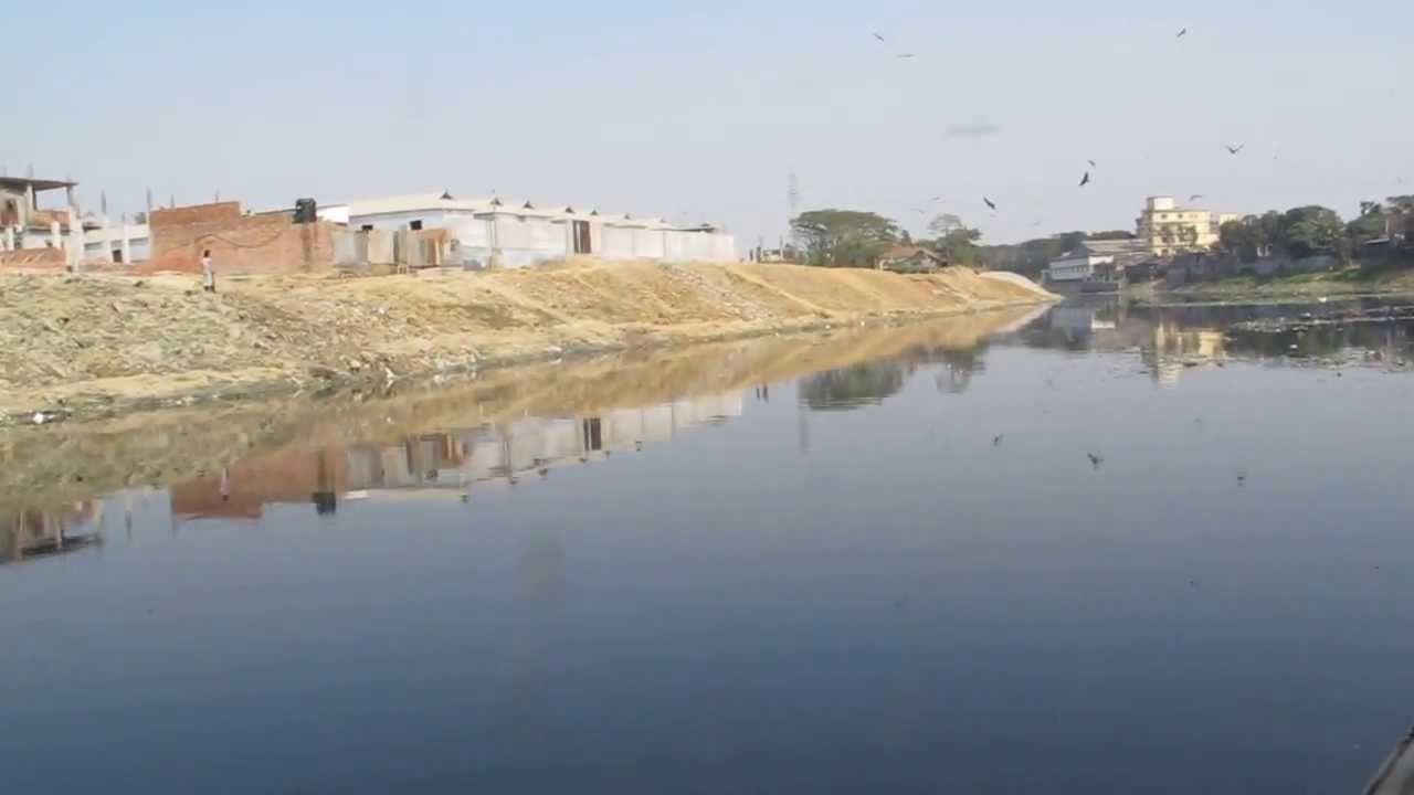 The pitch black color of water signifies the alarming level of