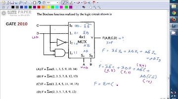 GATE 2010 ECE Boolean function reallized by Multiplexer