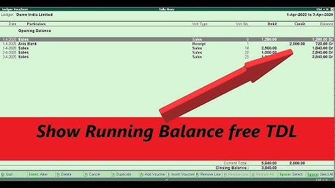 Show Running Balance in Tally