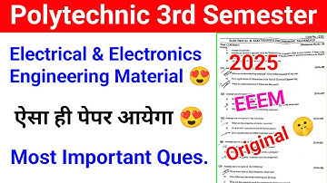 EEEM Polytechnic 3rd Semester Paper 2025 | EEEM Most Important Questions Answers 2025 | EEEM Class