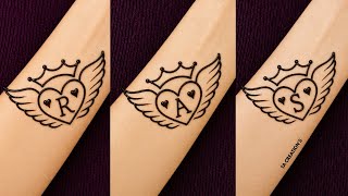 Beautiful Crown Heart Name Henna Designs Name First Letters Henna Design Mehndi Designs Hennaart