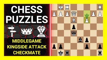 Chess Puzzles to Practice. Themes: Middlegame, Kingside attack, Checkmate. Learn Chess