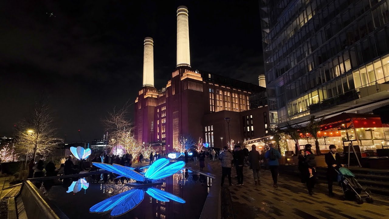 London Walking Tour | Light Festival | Night Walk | 4K