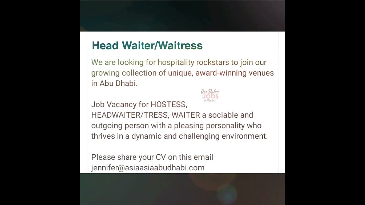 Uae Dubai Official New Jobs Updates. 