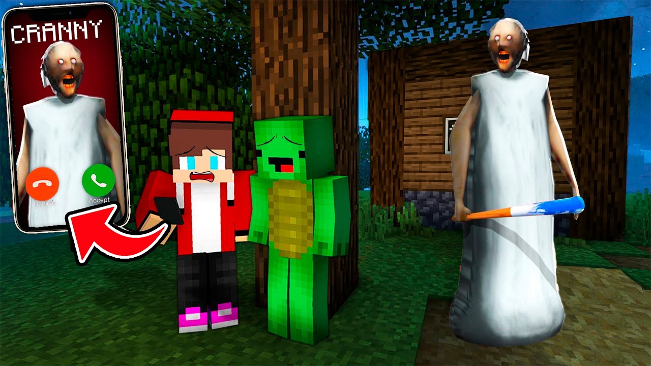 JJ and Mikey CALL GRANNY in Minecraft ?! - YouTube