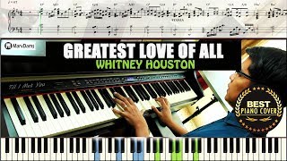 Video thumbnail of "♪ Greatest Love of All - Whitney Houston / Piano Cover Instrumental  Tutorial Guide"