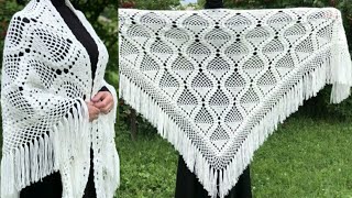 شال كروشيه مثلث جديد وسهل/crochet shawl