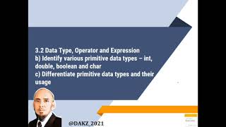 3 2 b c Identify various primitive data types