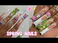 Moss garden nails  how to   xl tapered duck nails  full acrylic nail tutorial