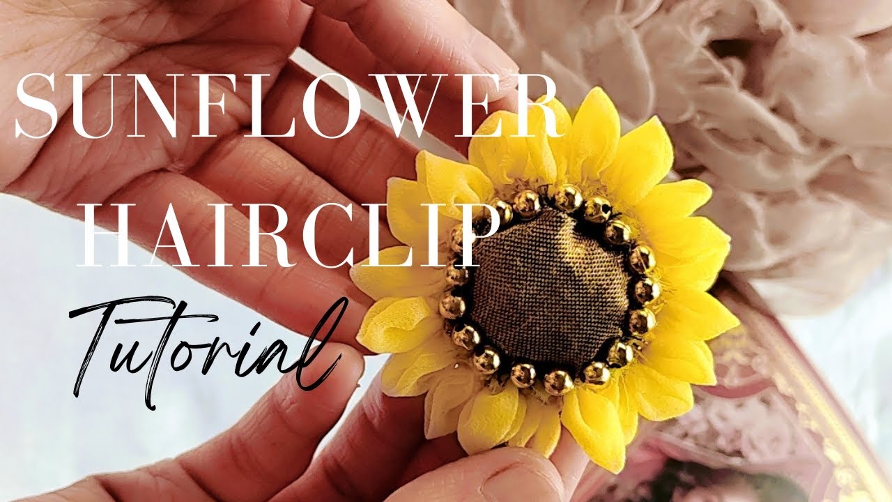 Scrap fabric flower making | Fabric sunflower hairclip tutorial #diy #scrapfabric #diyhairclips 