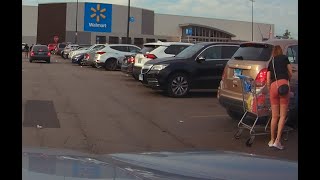 4K Dash Cam - Drive Through A Busy Walmart Parking Lot On The West Side Of Chicago On Friday Evening