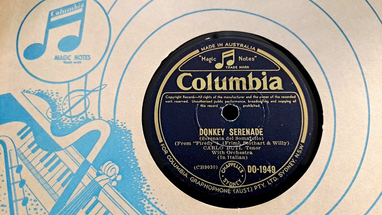 Donkey Serenade. Carlo Buti. Columbia 78rpm Radiogram Record. Sung in ...
