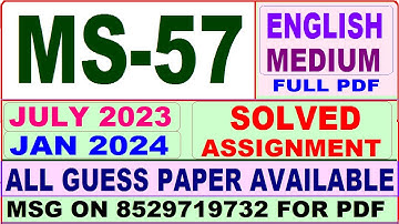 ms 57 solved assignment 2023 / ms 57 solved assignment 2024 / ignou ms 57 solved assignment 2023-24
