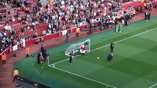 Emirates Stadium - Arsenal Football Club Mascot Gunnersauras Faces A Penalty Kick !