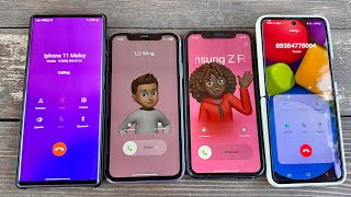 Incoming Call LG Wing vs IPhone 11 Purple vs IPhone XR vs Samsung Galaxy Z Flip 3 Outgoing Calls