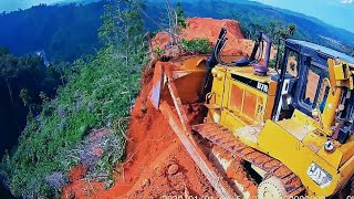 The Most Dangerous Job Ever Done By Bulldozer CAT D7R Working on The Edge of The Cliff