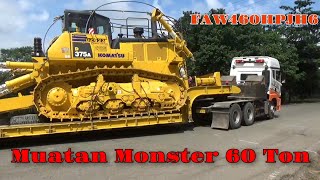 Hebat Truk FAW JH6 460HP Mampu Muatan 60 Ton Dozer D375 Melewati Jalan Ekstrim Kalimantan