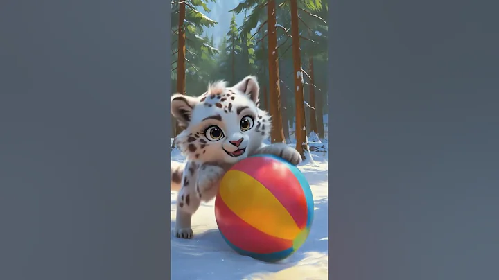 Video 9673081: snow leopard, cat playing ball, happy cats big, cat playing beautiful