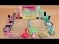 Pink vs Green - Mixing Makeup Eyeshadow Into Slime ASMR 248 Satisfying Slime Video