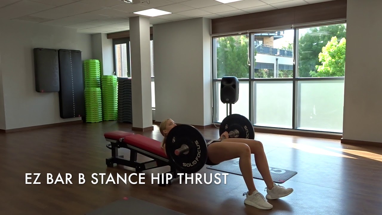 EZ Bar B Stance Hip Thrust YouTube
