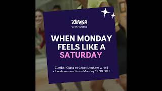 Booking required: https://bookwhen.com/yvettewooding #zumbaclass #mondaymotivation