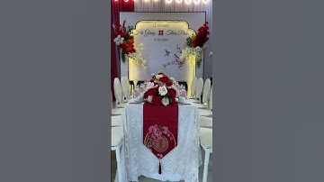 Cổng và gia tiên thiết kế mới tone đỏ cam. Tại Cái Bè, Tiền Giang. #trangtritieccuoi #wedding