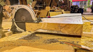 Ingenious Woodworking Workers Techniques & Skills // Making An Extremely Giant Table From Monolithic
