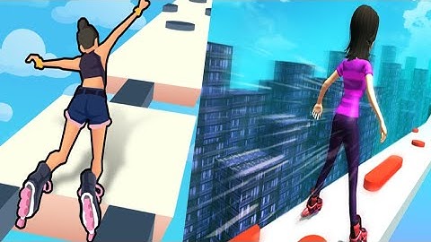 Roller skating Run game 🥶  vs Sky Roller Rainbow Skating gameplay video 😱 2022 (ios Android)