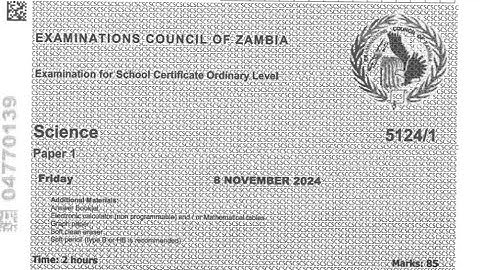 2024 ECZ INTERNAL SCIENCE PAPER 1 [ PHYSICS] SECTION A] FULLY ANSWERED