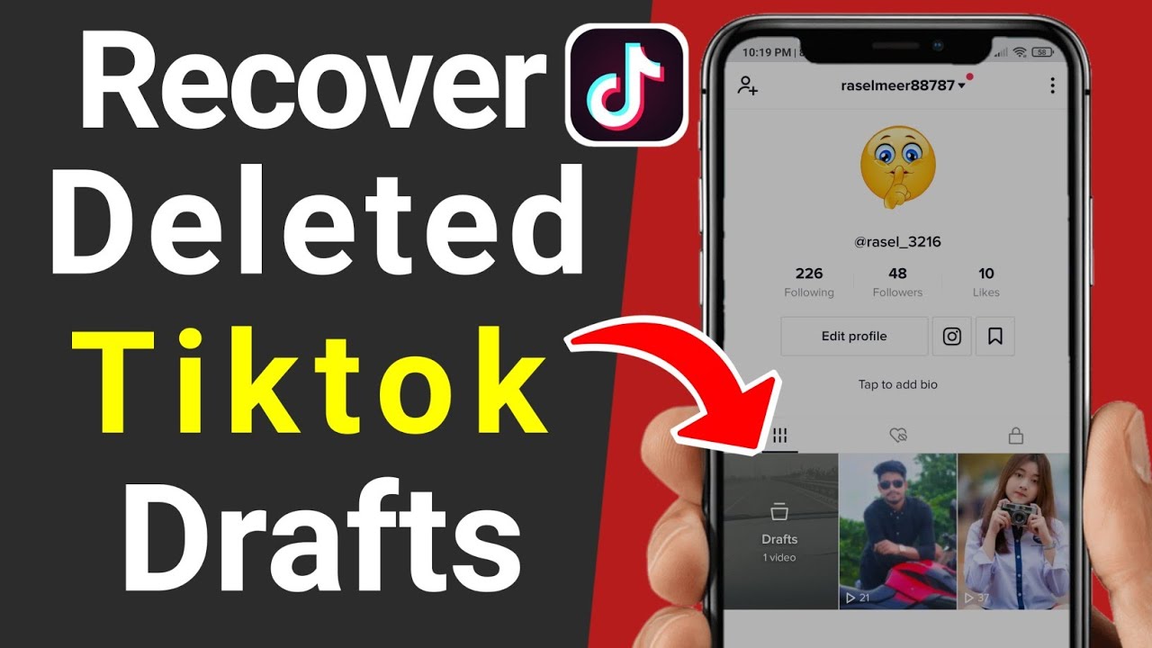 How To Recover Deleted Draft Videos In Tiktok 2021 Recover Tiktok Drafts Youtube