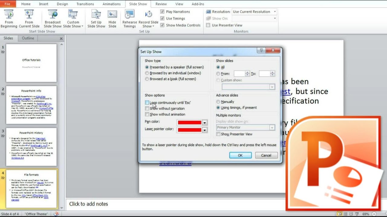 make powerpoint presentation run automatically