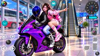 Brand New Purple Superbike with Beautiful Girl! 😱 | Crazy Bus Terminal Ride | 3D Driving Class screenshot 2