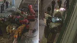 5 people hospitalized in fiery crash at end of LA police chase