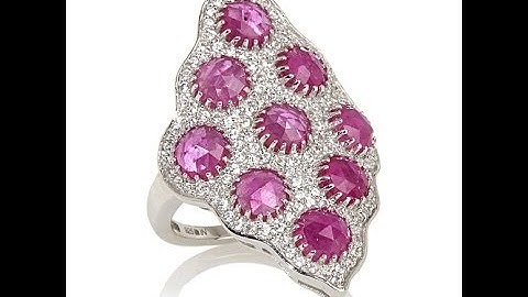 Rarities Red Ruby and White Zircon Marquise Ring