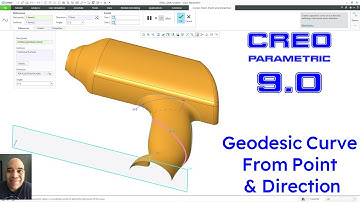 Creo Parametric 9.0 - Geodesic Curve from Point and Angle