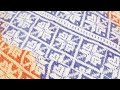 Vintage Peruvian Square Kilim, Blue &amp; Orange Diamond Lattice Design - Rug &amp; Kilim -36852