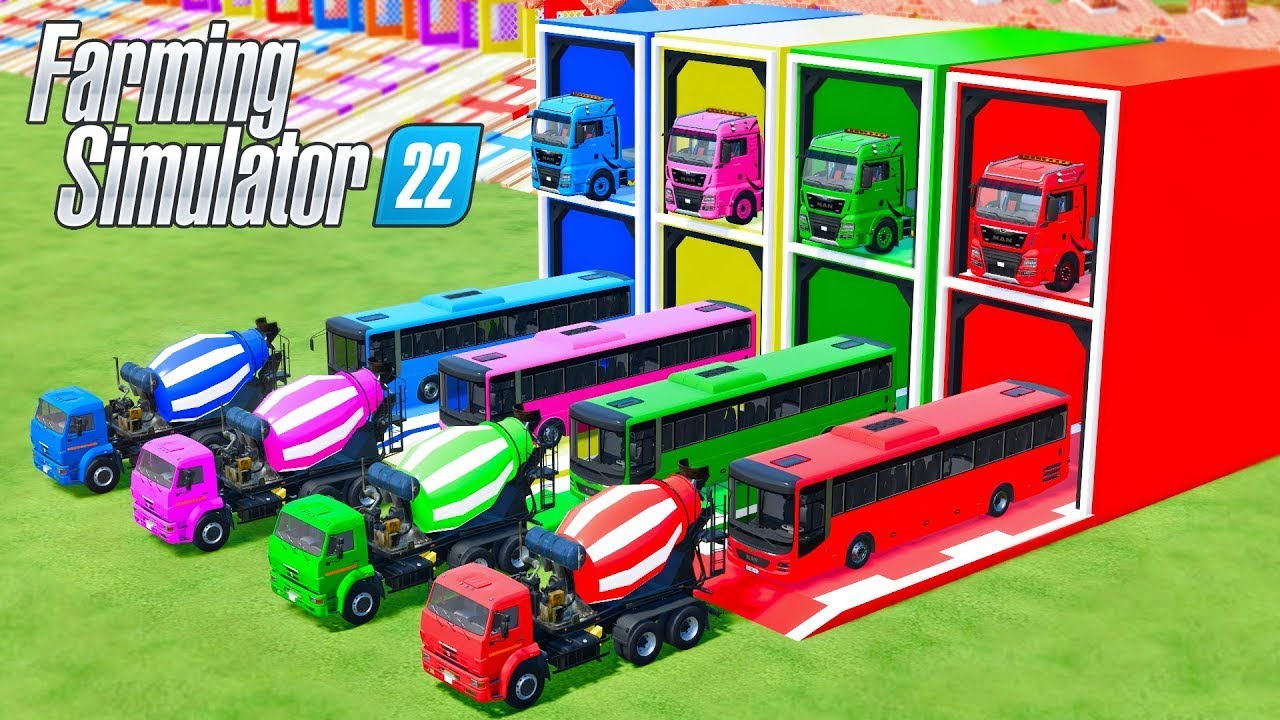 TRANSPORTING BUS SCHOOL AND MIXER TRUCK WITH MAN TGX TRANSPORTER