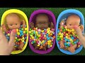 4 Minutes Satisfying with Full of 3 Rainbow Bath Tubs Candy with M&M's & Magic Slime Cutting #viral