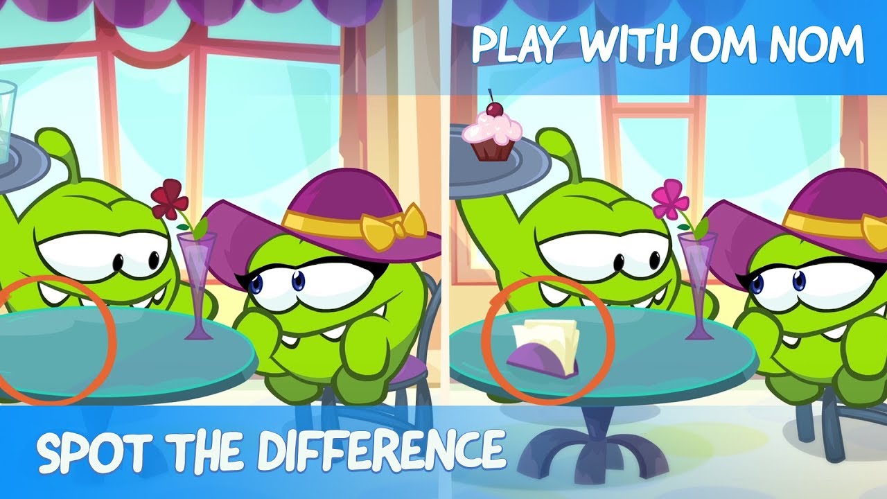 ⁣Spot the Difference - Om Nom Stories: Waiter (Cartoons for children)