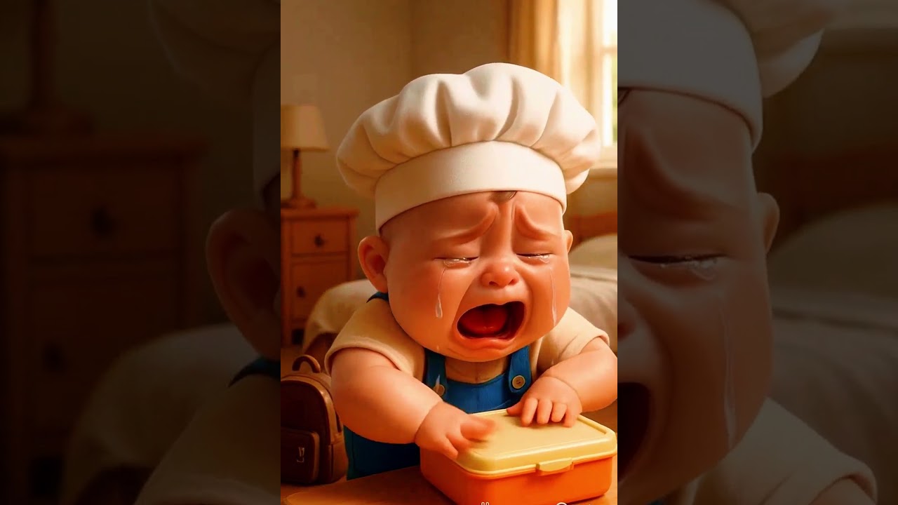 a little baby making breakfast and going to school | baby cry video | 