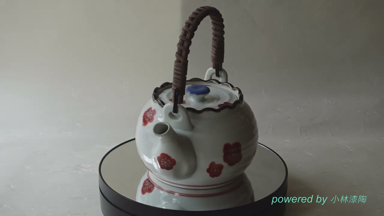 有田焼 手描き 赤絵花 土瓶 1270cc 回してみました - YouTube
