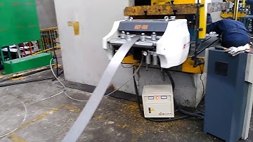 decoiler straightener 2 in 1 machine work with NC servo feeder press stamping production real shot.