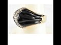 14K Yellow Gold Black Onyx &amp; Diamond Art Deco Ring Size 7-1/4 6.3g