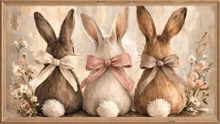 Aesthetic Easter Frame TV Art | Minimalist Bunny Trio Painting | 4 Hour Screensaver with Music screenshot 3