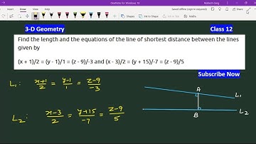 Find the length and the equations of the line of shortest distance between the lines given by