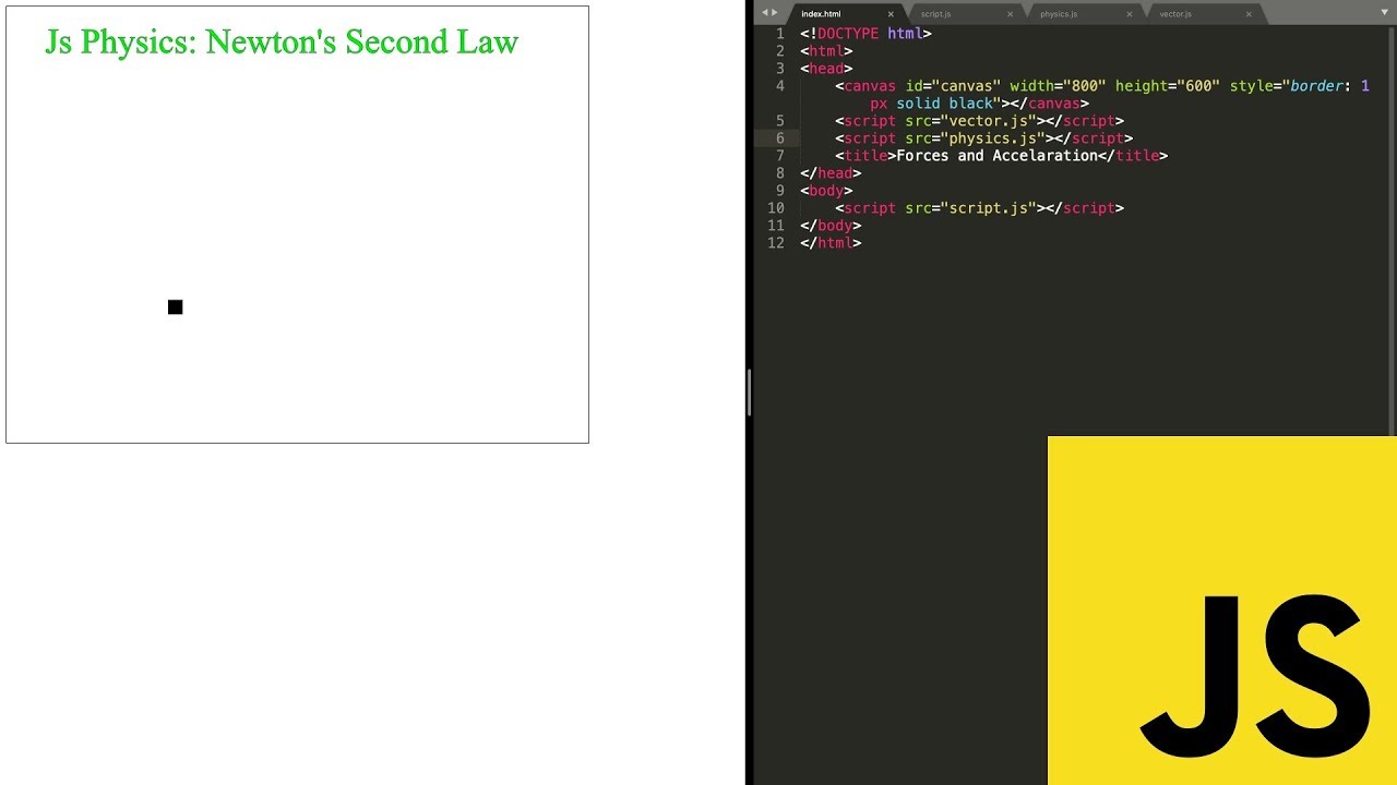 Forces and Acceleration - Js Physics - Javascript - YouTube