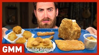 Fried School Lunch Taste Test ft. Harley Morenstein | TOO MUCH OF A GOOD THING