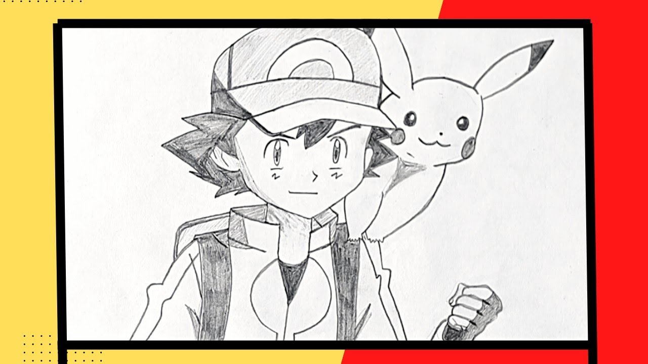 How to draw ash ketchum and pikachu drawing pencil sketch from pokemon ...