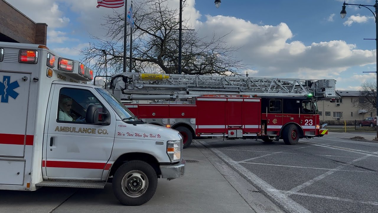 Chicago fire department Ambulance 47 (Spare) Tower Ladder 23