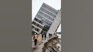 Riverbank Building Collapses After Sudden Ground Subsidence